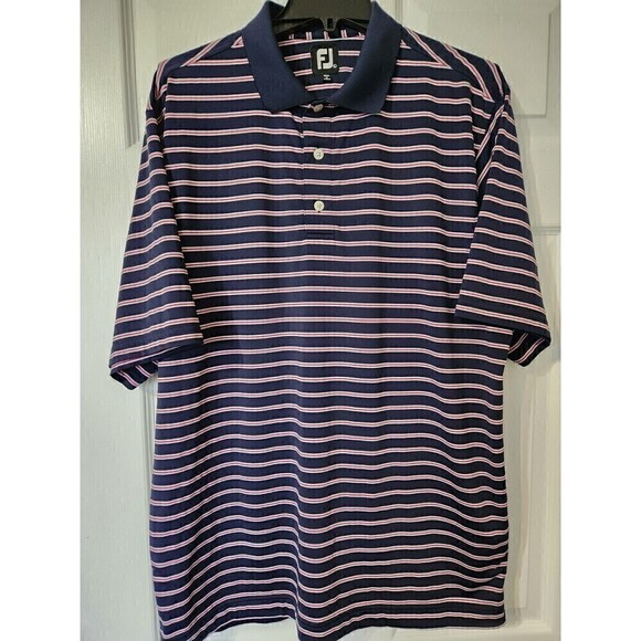 FootJoy Other - Footjoy Stretch Lisle Pinstripe Men Sz L Navy w pink/white Stripe EUC